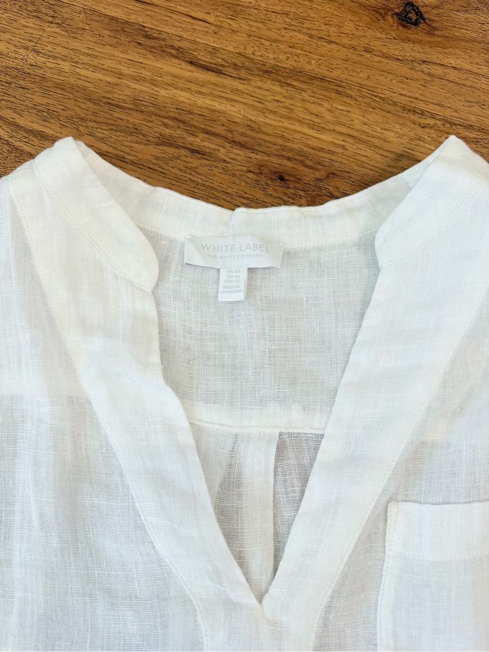 The White Label Company 100% Linen White Tunic Blouse US 10 - Picture 7 of 8